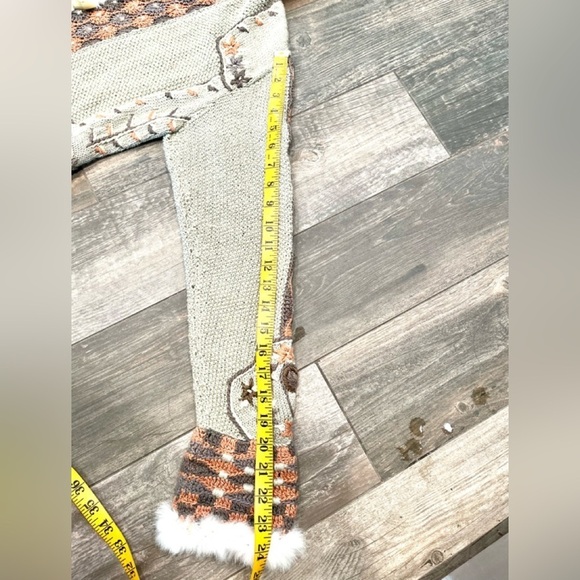 Roberta Frost Hand Knit Cardigan Sweater Alpaca Rabbit Fur Trim Medium !! - Picture 10 of 12